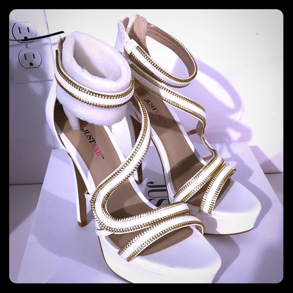 White sandal high heels